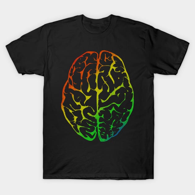 Rainbow Colorful Brain T-Shirt by Genic